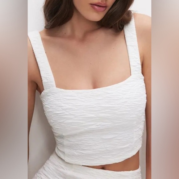 NWOT Good American scrunched crop tank in cloud Size Medium - Picture 1 of 8